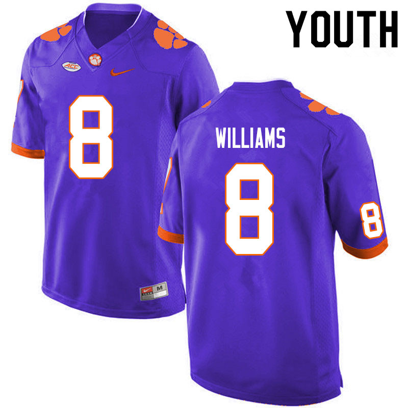 Youth #8 Tre Williams Clemson Tigers College Football Jerseys Sale-Purple - Click Image to Close